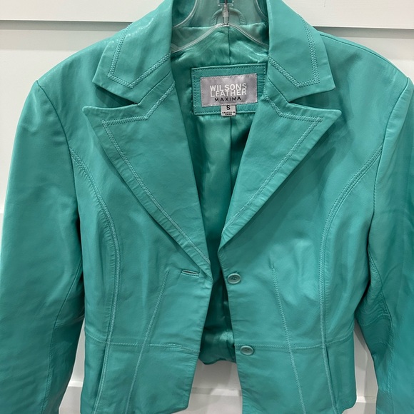 Wilson Leather Vintage Jacket, Teal Blue, Size Small - Picture 2 of 8